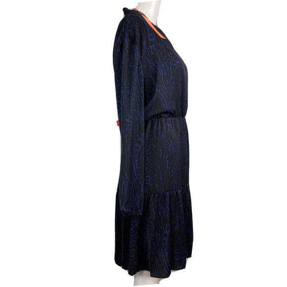 NWT Gigi Parker Dress Womens Sz M‎ Navy Blue Animal Print Eclipse Tiered Blouson - Picture 4 of 11